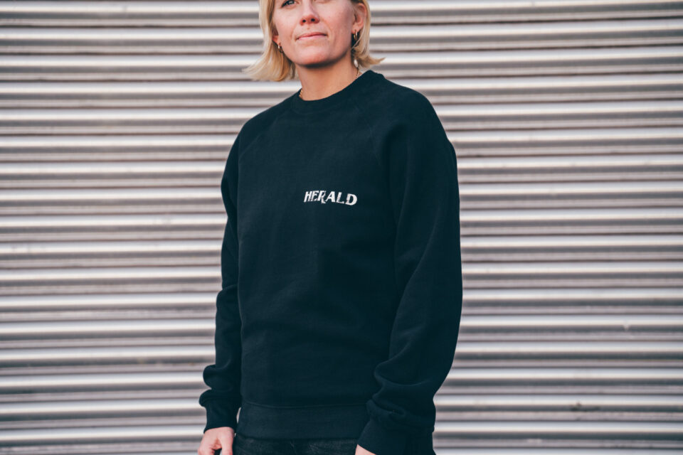 Herald Brand Logo Sweat - Washed Black - Image 3